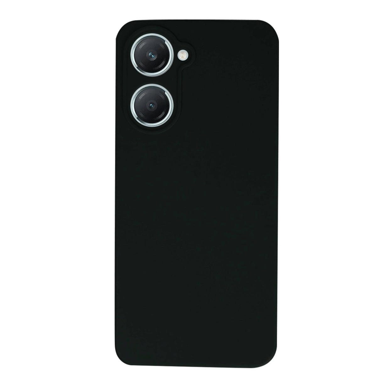 İki kamera lensi ve flaşlı siyah telefon kılıfı.