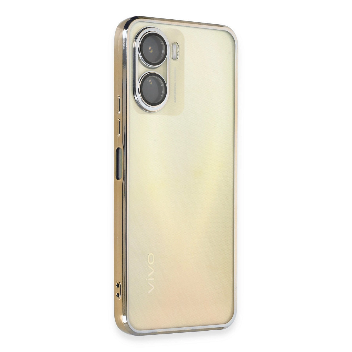 NEWFACE Vivo Y16 Uyumlu Kamera Korumalı Lensli Silikon Telefon Kılıfı Gold