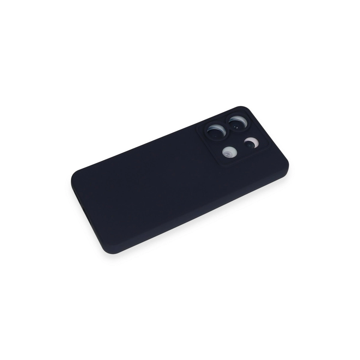 Dört kamera lensi kesiklerine sahip lacivert telefon kılıfı.