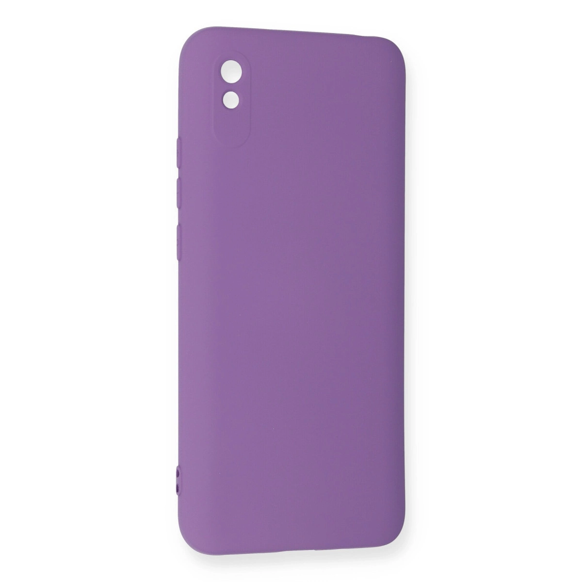 Yan düğmeli ve iki kamera delikli mor telefon kılıfı.