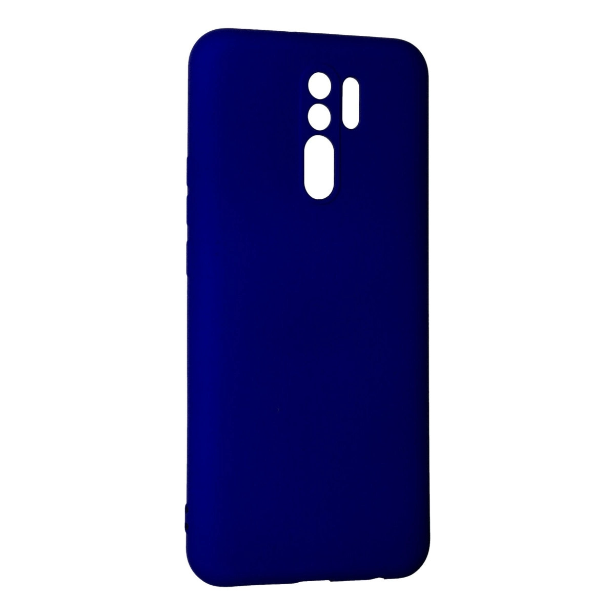 Kamera ve flaş için kesikleri olan lacivert telefon kılıfı.