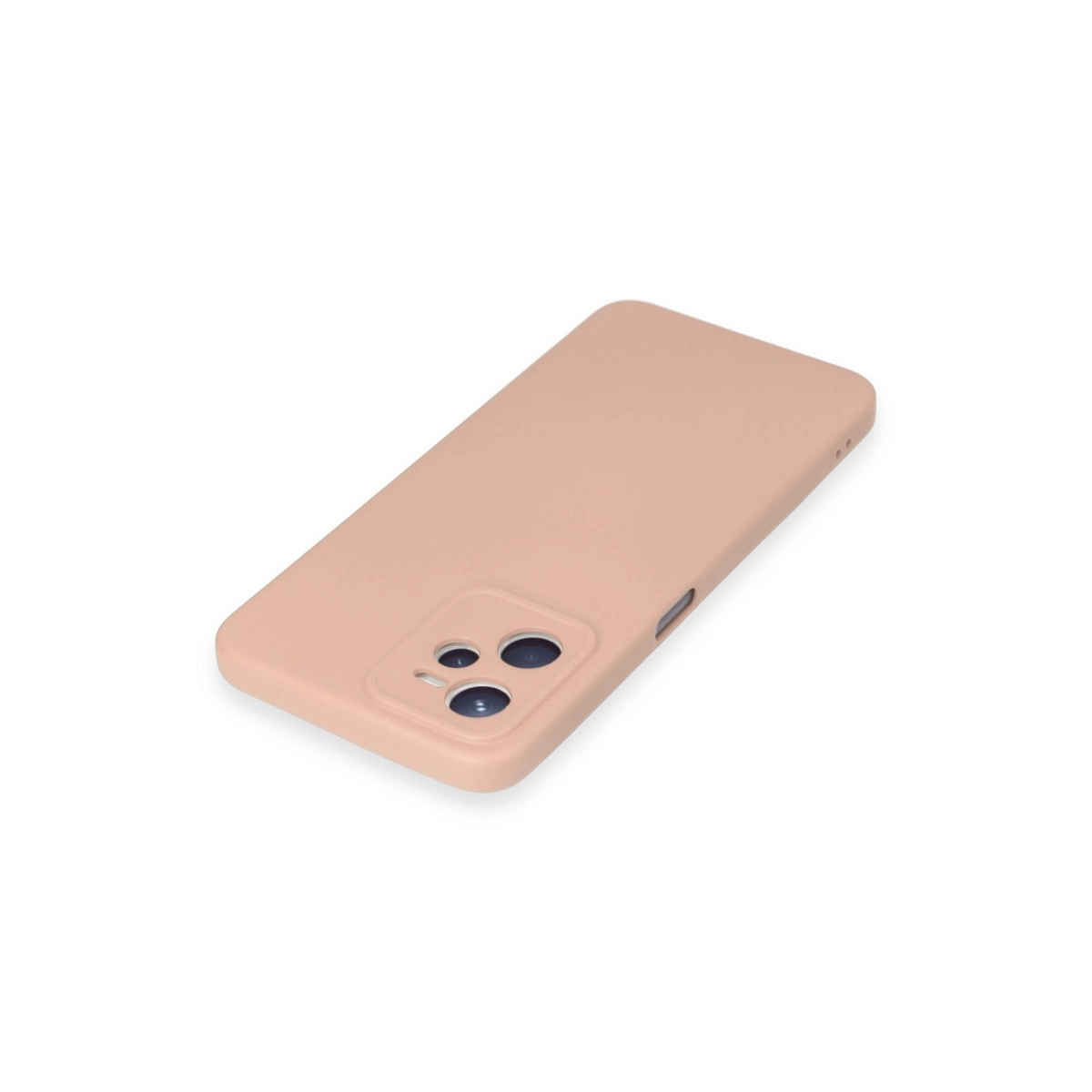 Kamera modüllü şeftali rengi telefon kılıfı.