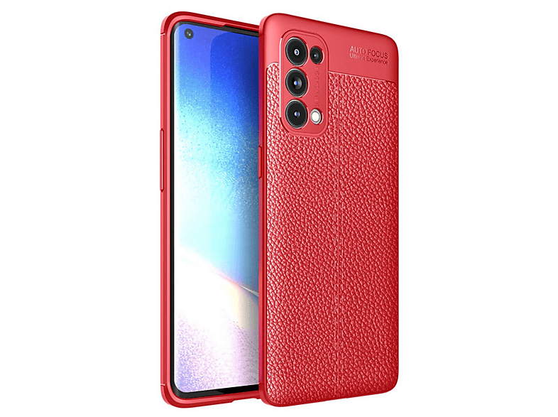 NEWFACE Oppo Reno 5 Pro Uyumlu Auto Focus Kapak Telefon Kılıfı Kırmızı