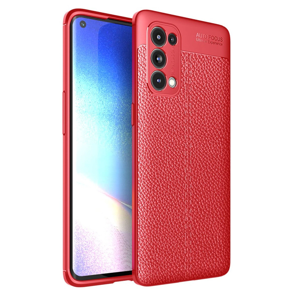 NEWFACE Oppo Reno 5 Pro Uyumlu Auto Focus Kapak Telefon Kılıfı Kırmızı