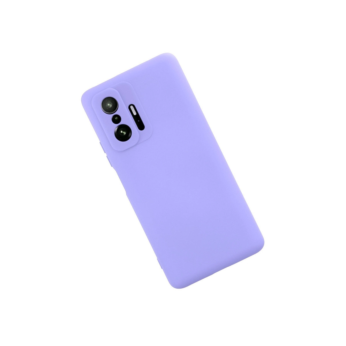 Arkada kamera lensi bulunan mor bir akıllı telefon.