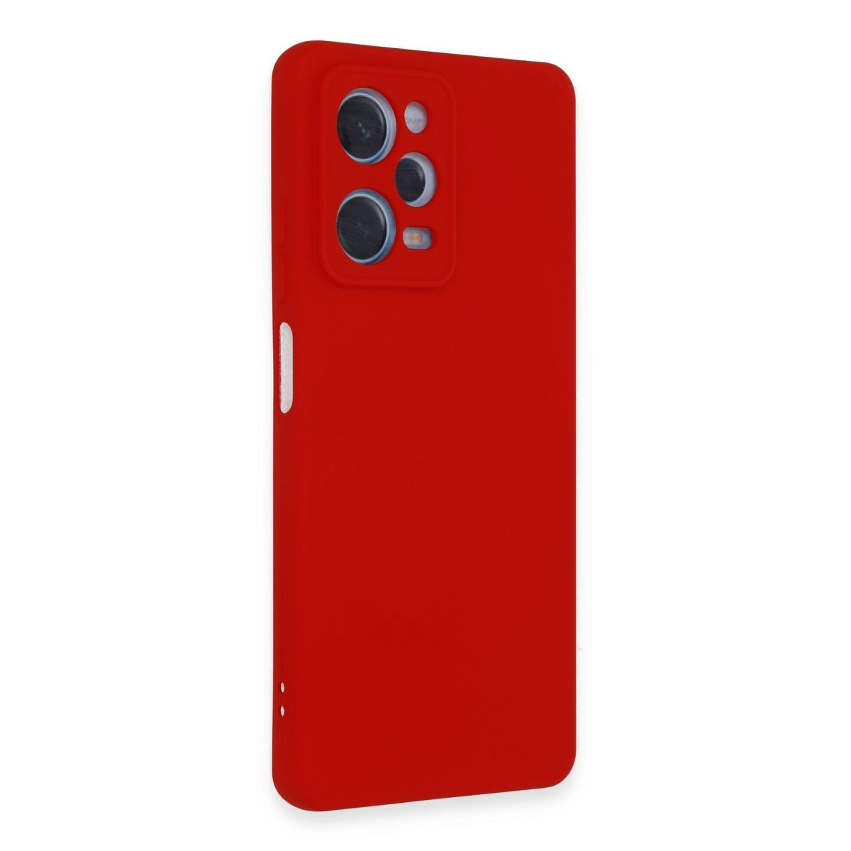 Dört kamera lensli ve flaşlı kırmızı telefon kılıfı.
