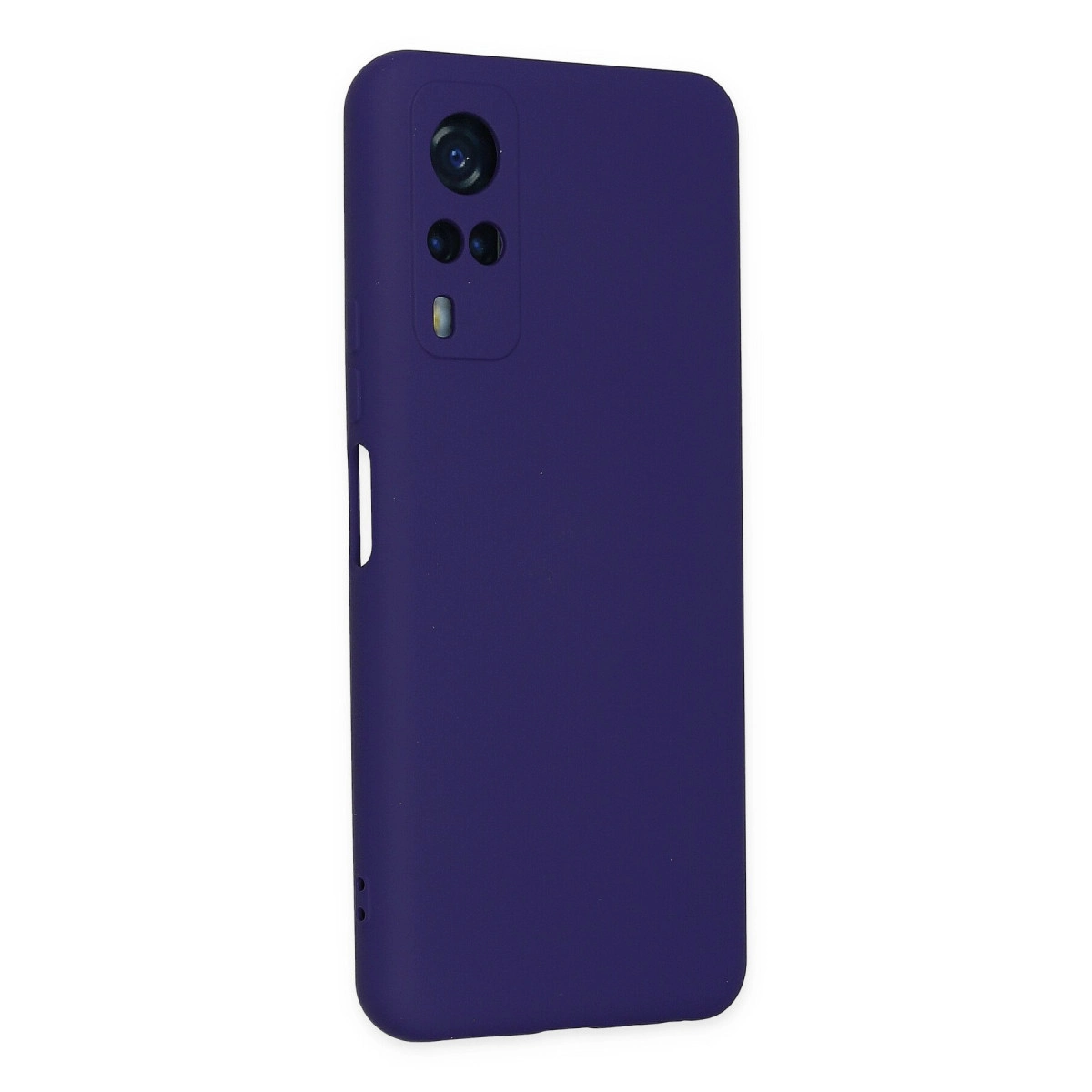Arka kamera yuvalı koyu mor telefon kılıfı.