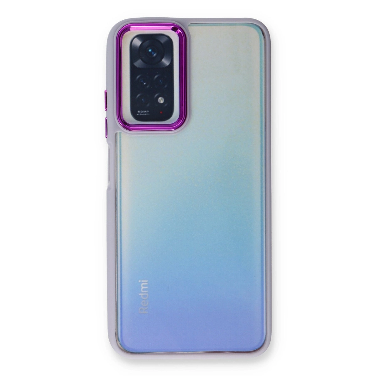 Kare kamera modüllü ve renk geçişli arka yüzlü bir akıllı telefon.