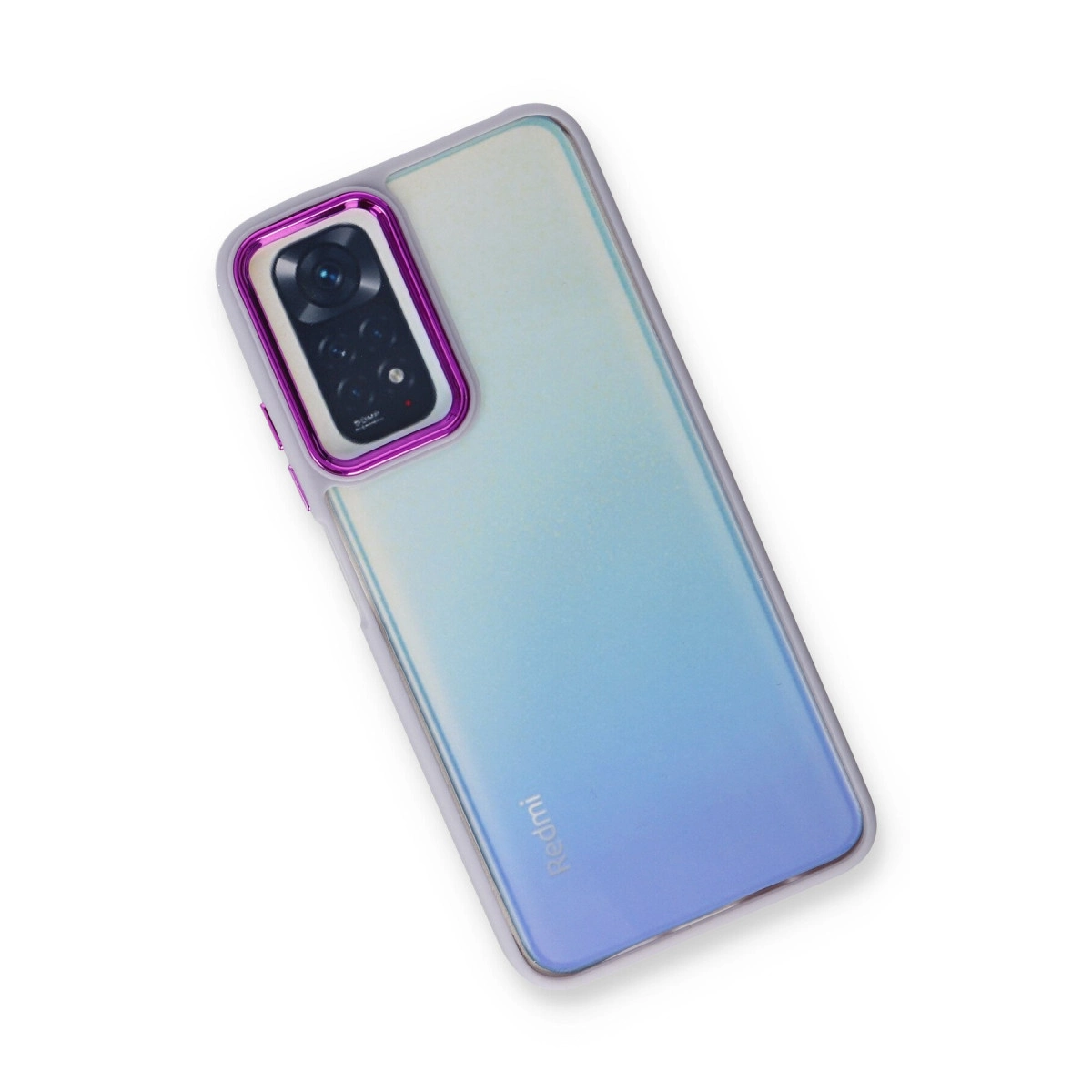 Gradyanlı renk ve kamera sistemli şeffaf telefon kılıfının arkası.