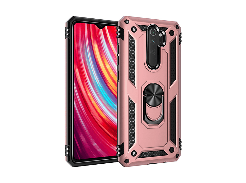 NEWFACE Xiaomi Redmi Note 8 Pro Uyumlu Sofya Yüzüklü Silikon Kapak Telefon Kılıfı Pembe