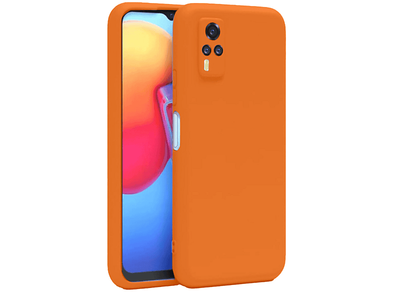 NEWFACE Vivo Y53s Uyumlu Nano İçi Kadife Silikon Telefon Kılıfı Turuncu