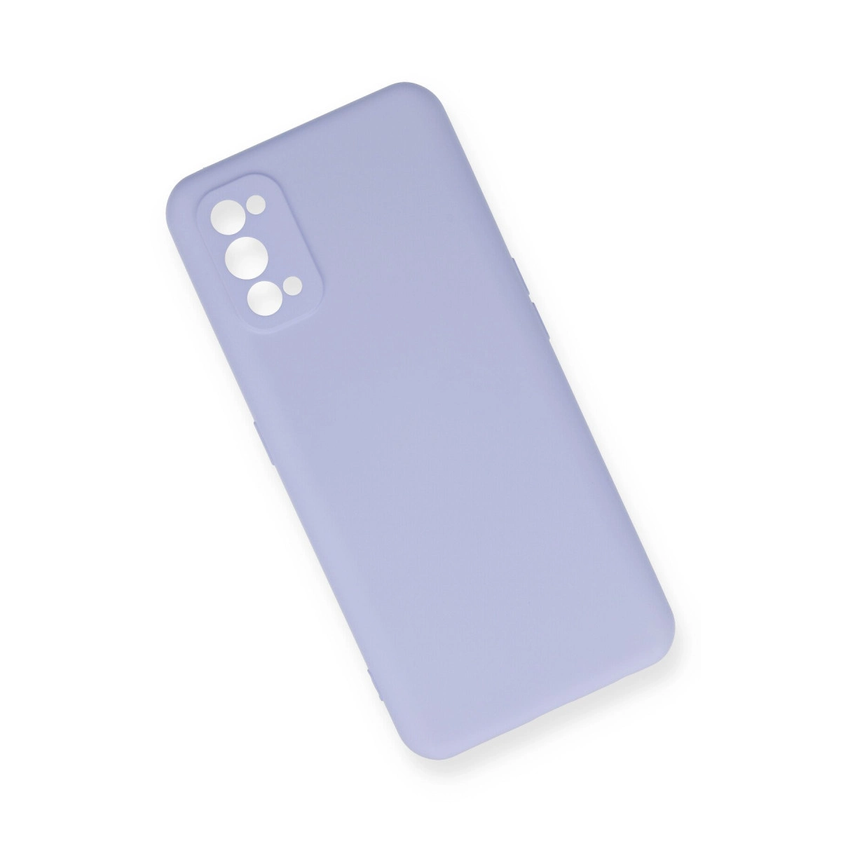 Beyaz arka plan üzerinde kamera kesimli lavanta rengi telefon kılıfı.