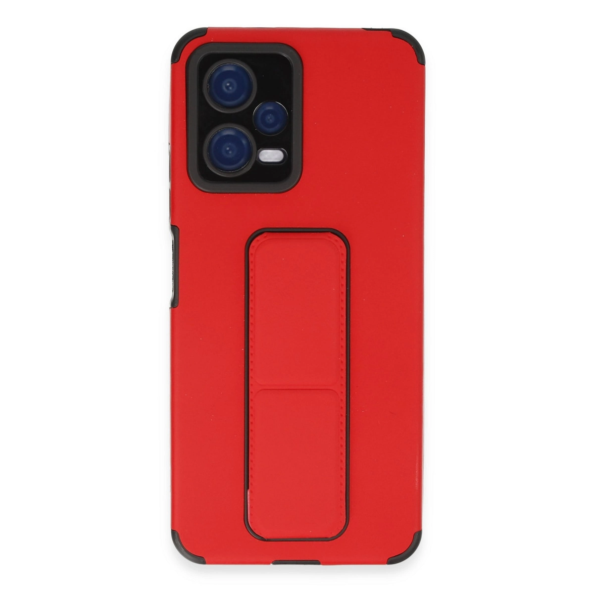 NEWFACE Xiaomi Poco X5 5G Uyumlu Mega Standlı Silikon Telefon Kılıfı Kırmızı