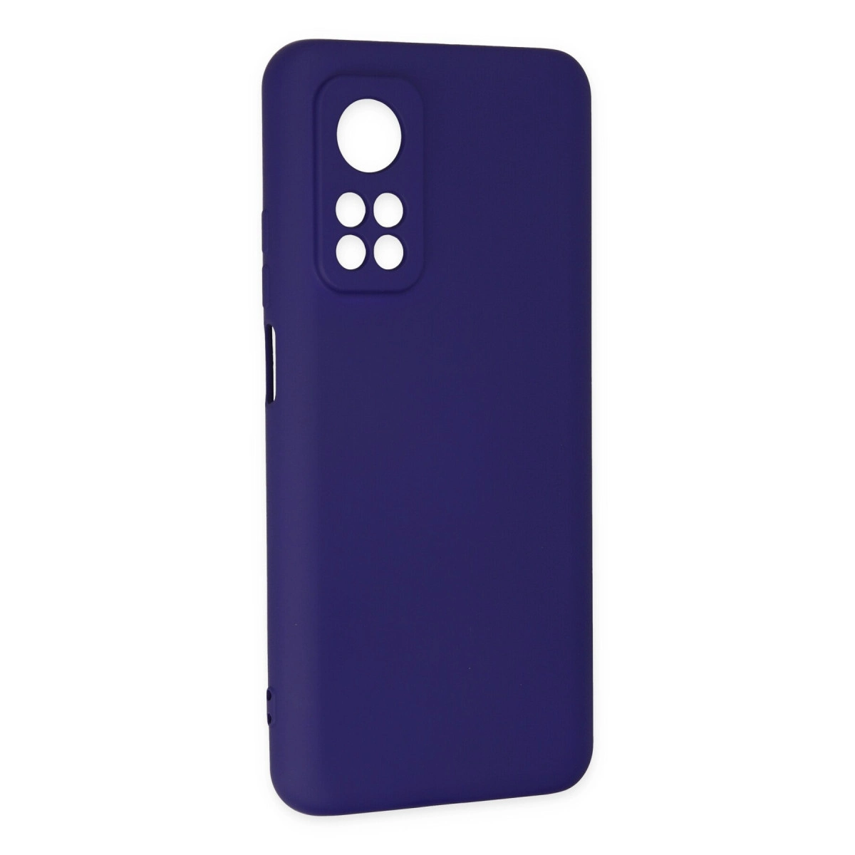Koyu mavi telefon kılıfı, kamera ve flaş için kesikler.