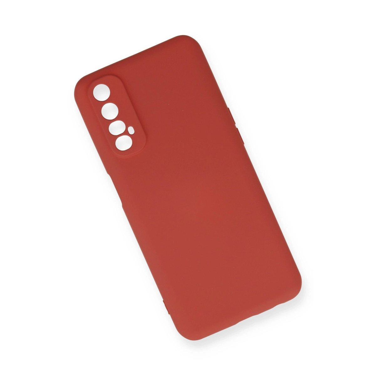 Dört kameralı kesiği olan kırmızı telefon kılıfı.