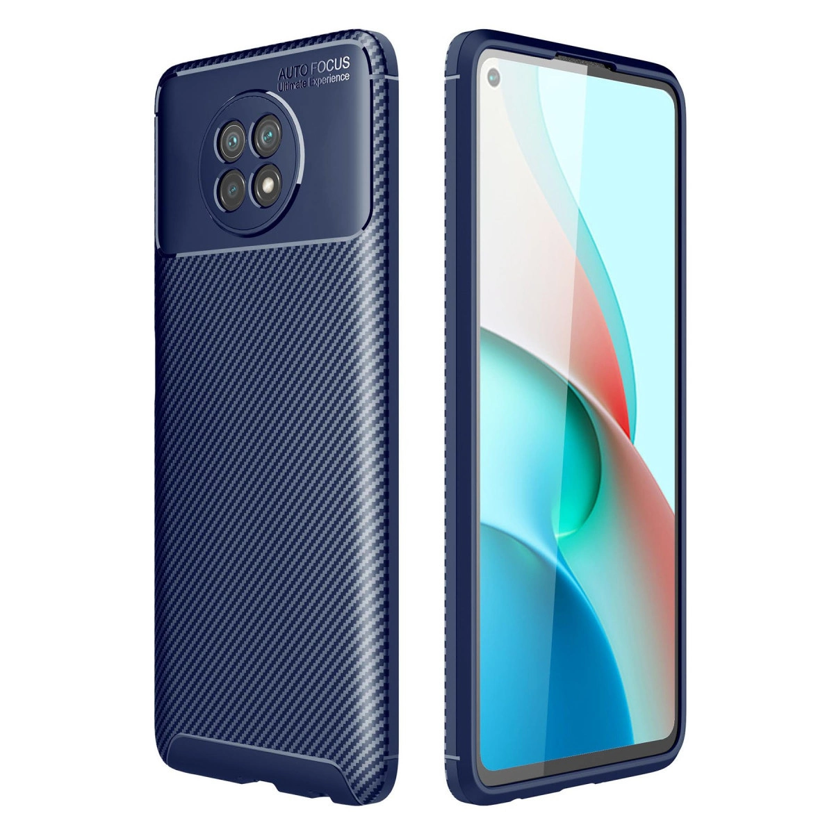 NEWFACE Xiaomi Redmi Note 9 5G Uyumlu Auto Focus Karbon Kapak Telefon Kılıfı Lacivert