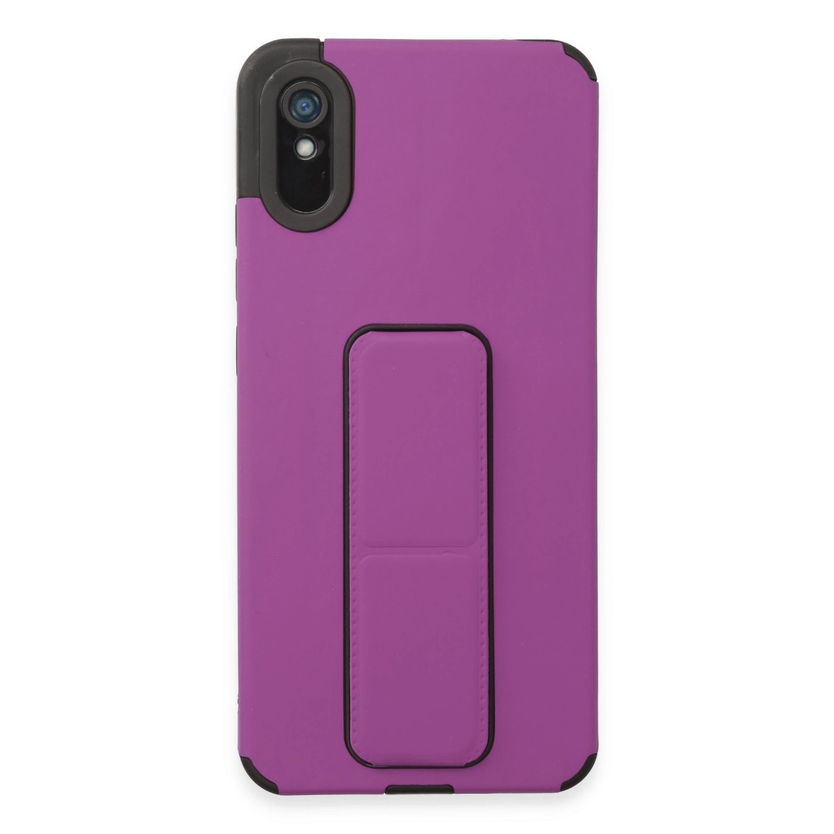 NEWFACE Xiaomi Redmi 9a Uyumlu Mega Standlı Silikon Telefon Kılıfı Mor