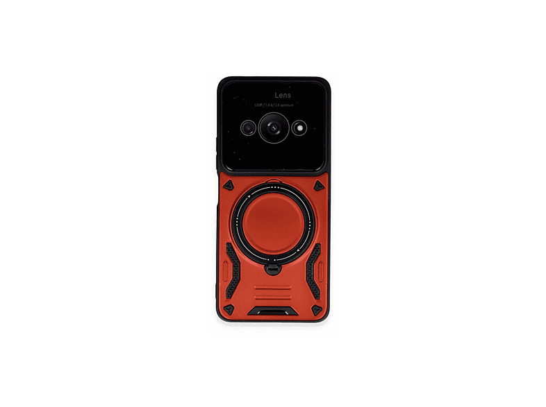 NEWFACE Xiaomi Poco C61 Uyumlu Joy Lens Standlı Kapak Telefon Kılıfı Kırmızı