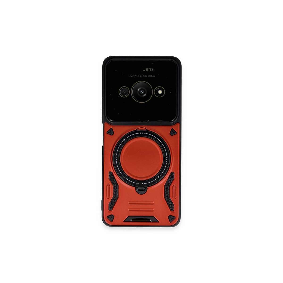 NEWFACE Xiaomi Poco C61 Uyumlu Joy Lens Standlı Kapak Telefon Kılıfı Kırmızı