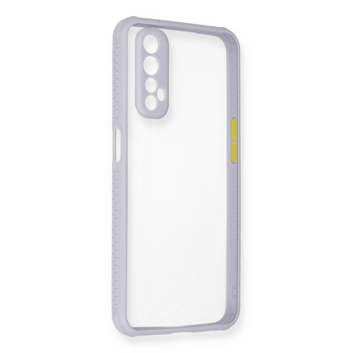 NEWFACE Realme 7 Uyumlu Miami Şeffaf Silikon Telefon Kılıfı Lila
