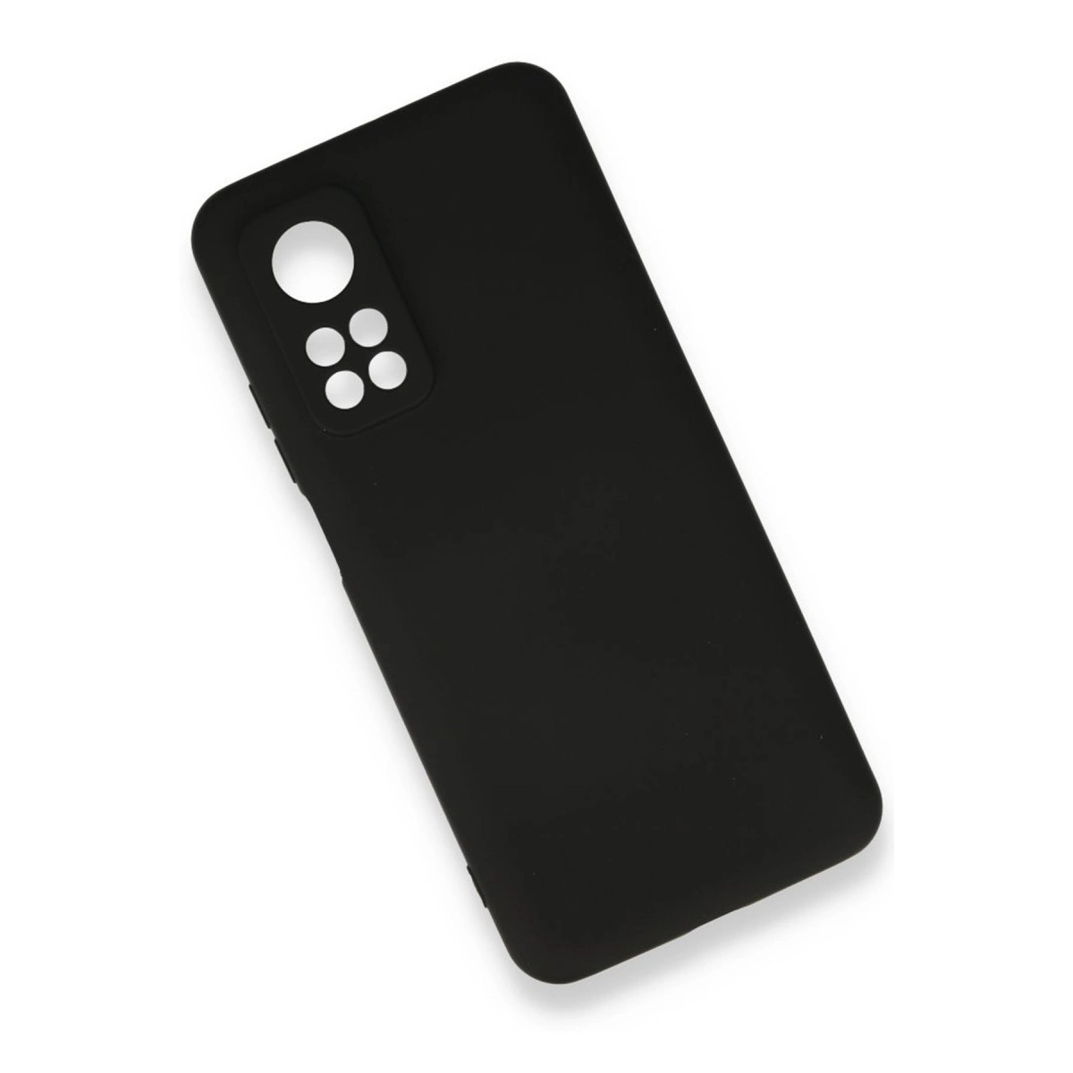 Beş delikli dikdörtgen kamera kesimli siyah telefon kılıfı.