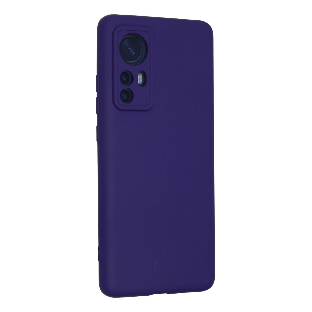 Arkada kamera modülü bulunan mor telefon kılıfı.