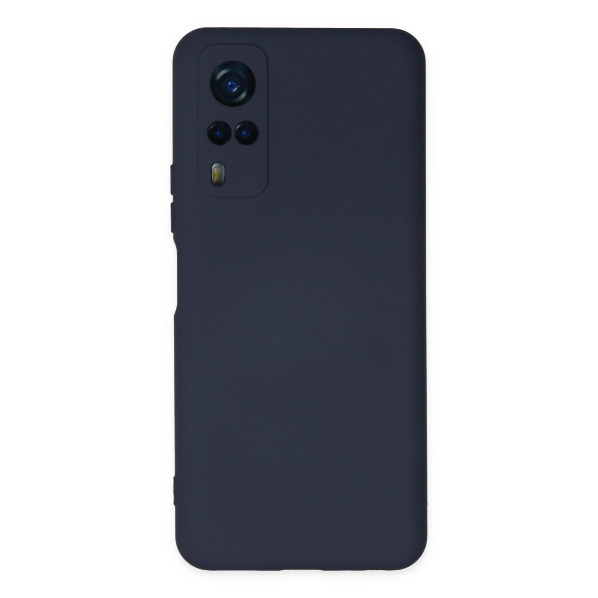 Üçlü kamera ve flaşlı koyu gri telefon kılıfı.
