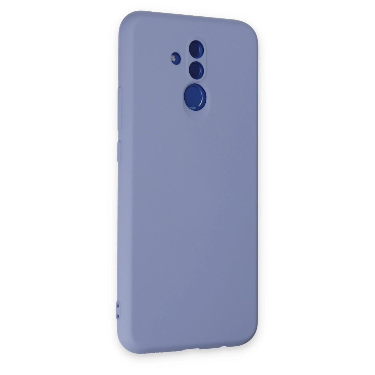 Kamera ve parmak izi sensörü için kesikleri olan lavanta rengi telefon kılıfı.