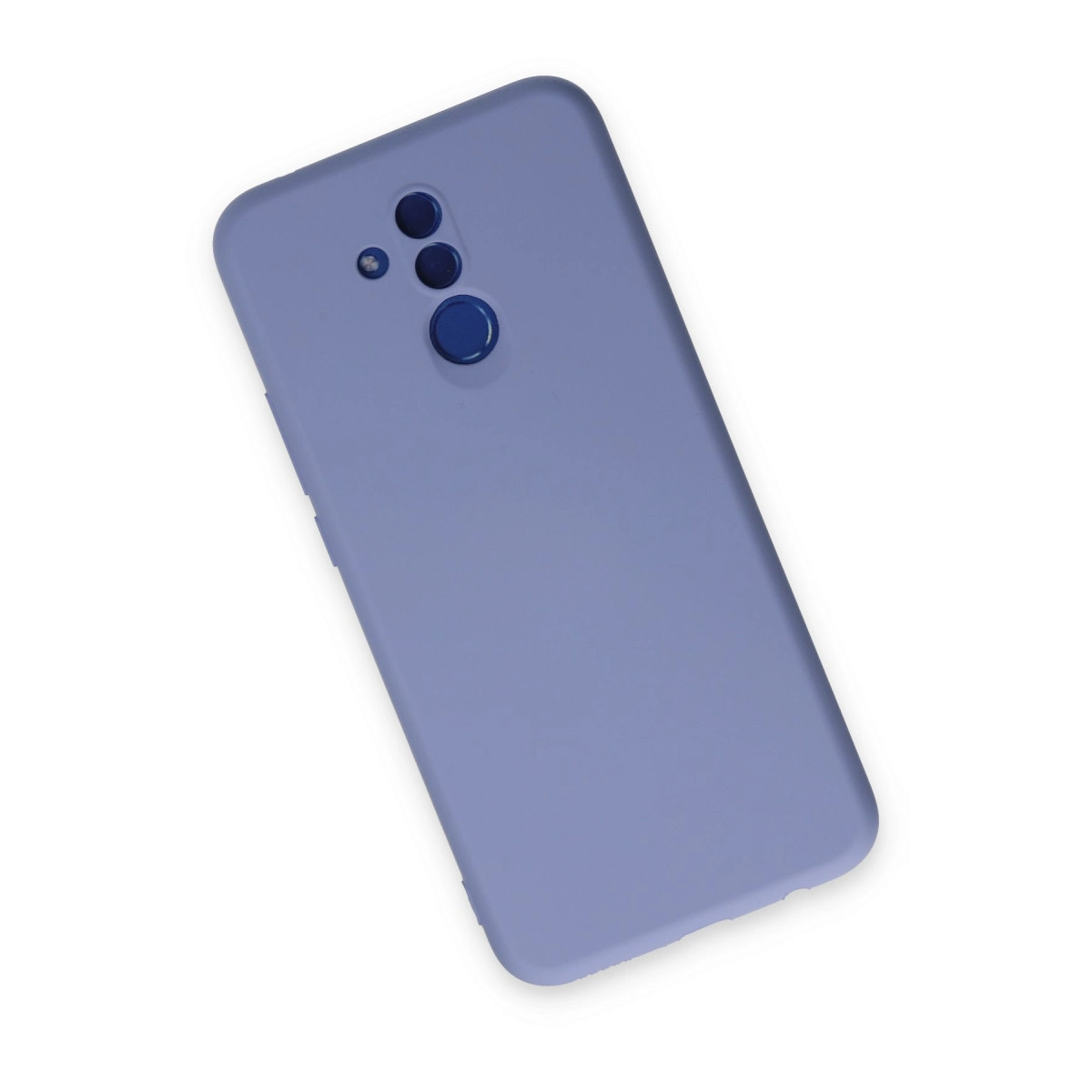 Kamera ve parmak izi sensörü oyuklu, lavanta rengi telefon kılıfı.