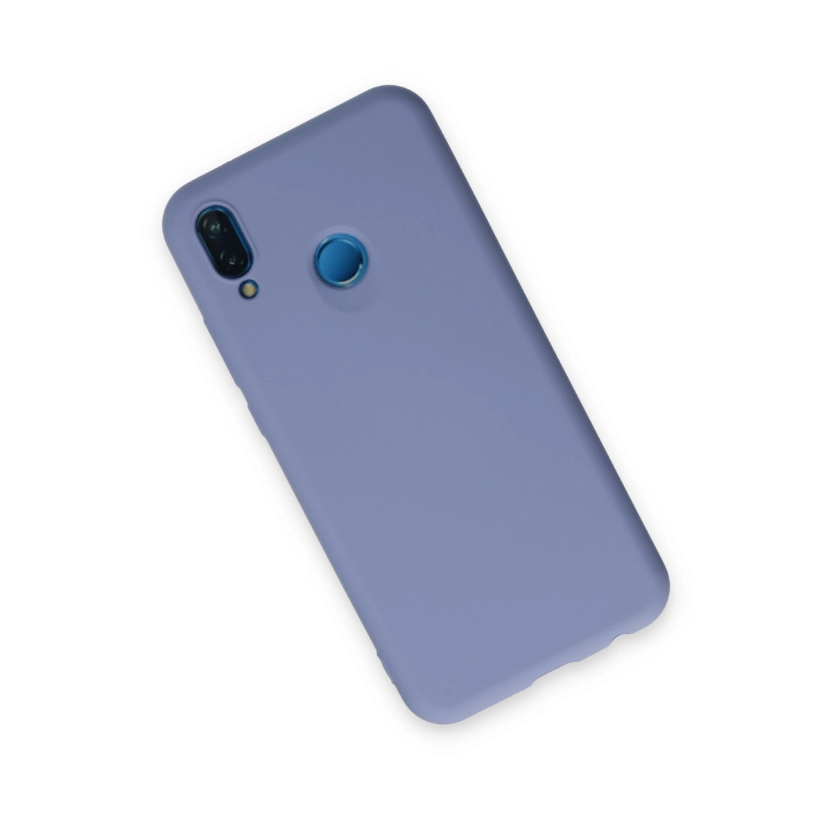 Kamera kesimli ve parmak izi sensörlü mor telefon kılıfı.