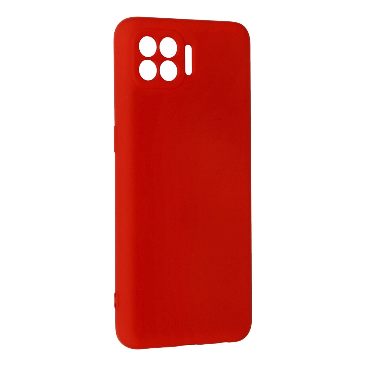 Dört kamera ve flaş için kesikli kırmızı telefon kılıfı.
