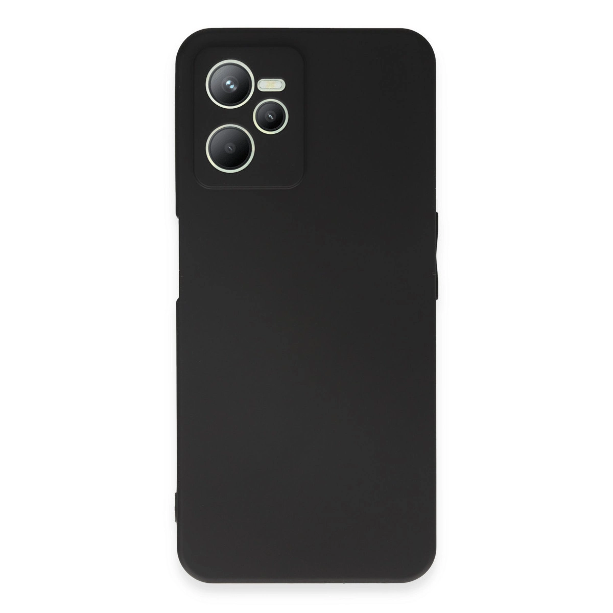 Belirgin sol üst kamera modülüne sahip siyah telefon kılıfı.