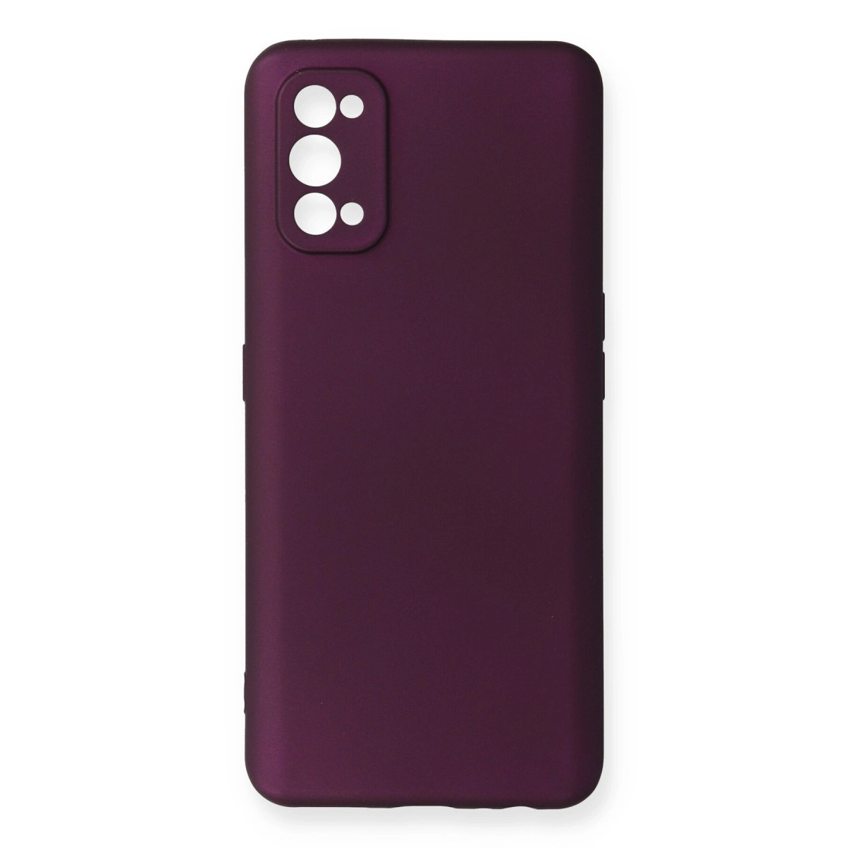 Kamera için kesiklere sahip koyu mor telefon kılıfı.