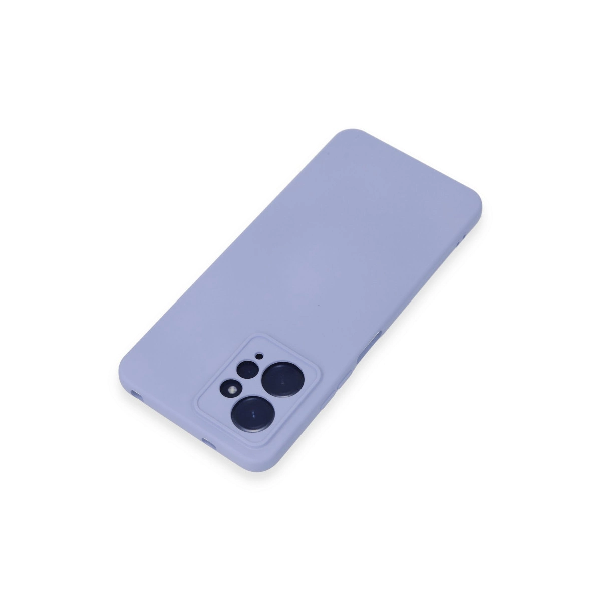 Lavanta rengi telefon kılıfı, kamera modülü beyaz zeminde.