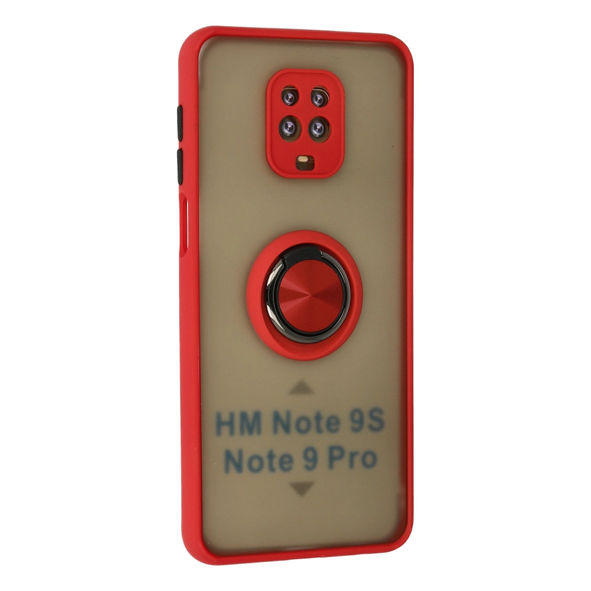 Xiaomi Note 9S/Pro için kırmızı telefon kılıfı, kamera kesimli ve halka tutuculu.