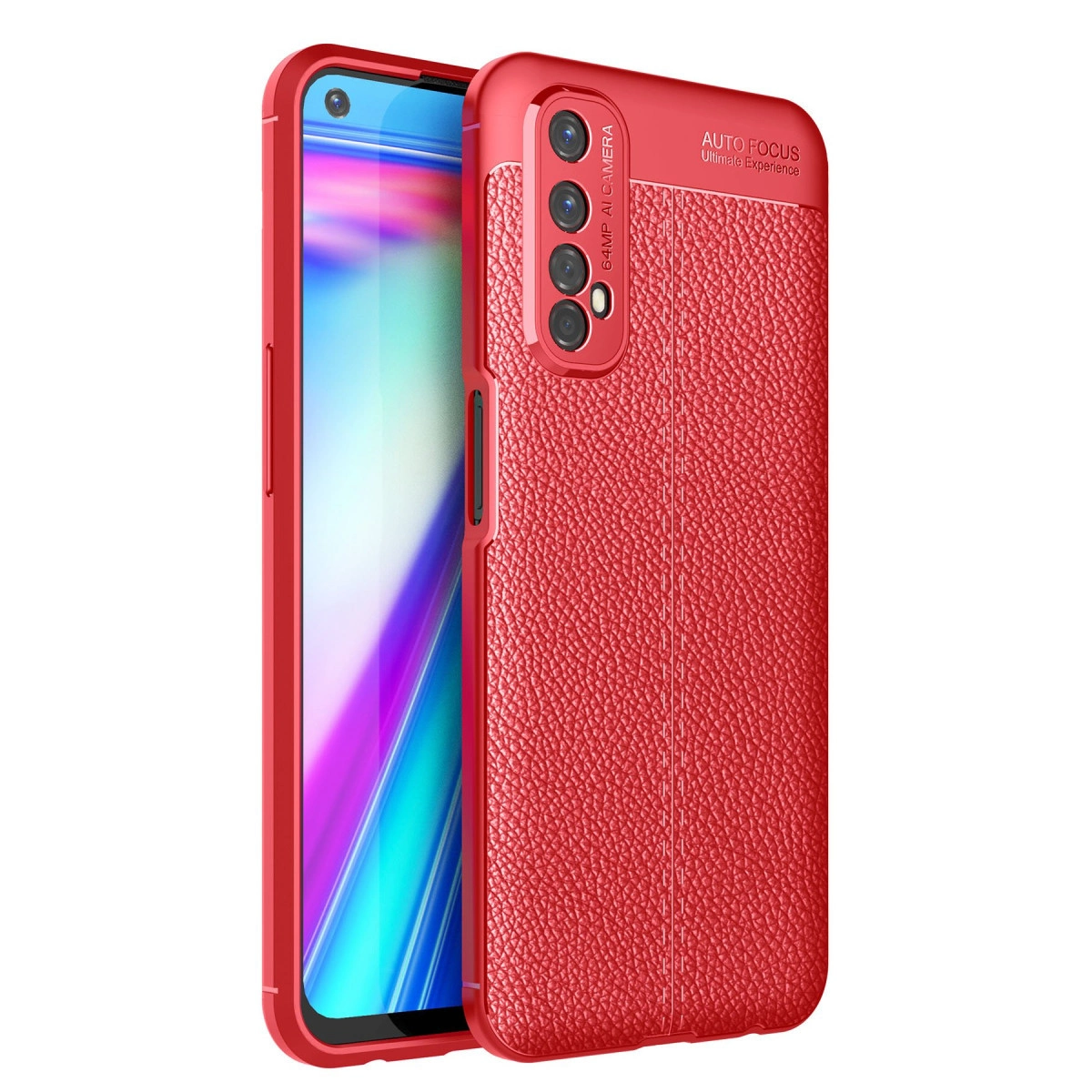 NEWFACE Realme 7 Uyumlu Auto Focus Kapak Telefon Kılıfı Kırmızı