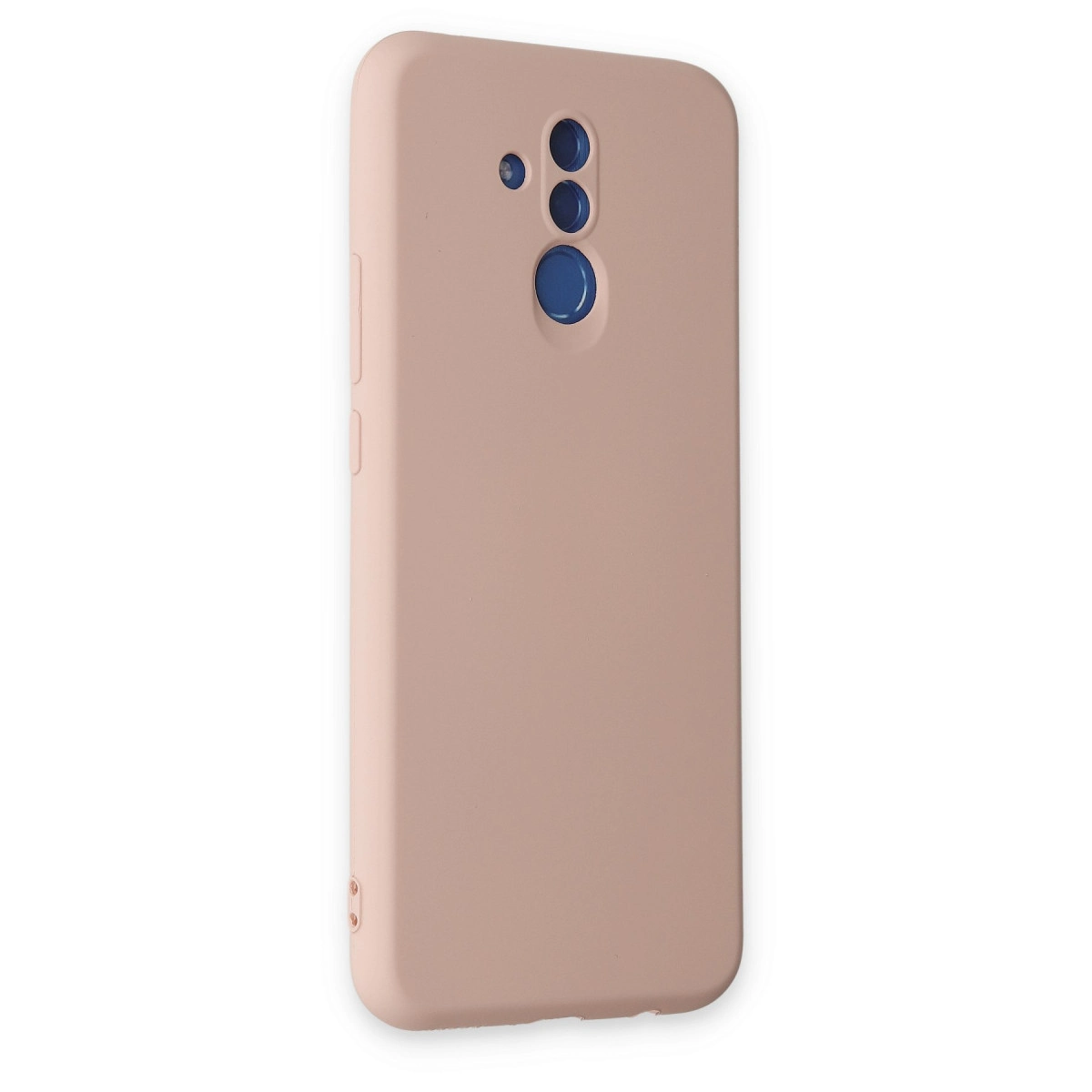 Kamera kesimli ve parmak izi sensörlü soluk pembe telefon kılıfı.