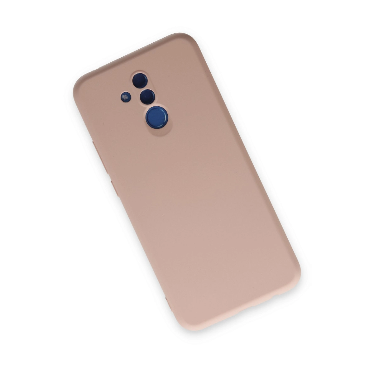 Kamera kesimli, gül altın rengi telefon kılıfı. Sol üstte üç lens bulunur.