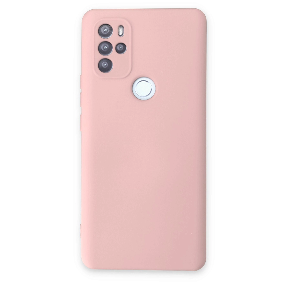 Dört kameralı ve parmak izi sensörlü pembe telefon kılıfı.
