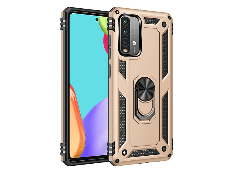 NEWFACE Xiaomi Redmi 9t Uyumlu Sofya Yüzüklü Silikon Kapak Telefon Kılıfı Gold