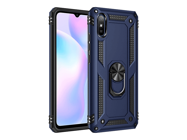 NEWFACE Xiaomi Redmi 9a Uyumlu Sofya Yüzüklü Silikon Kapak Telefon Kılıfı Lacivert