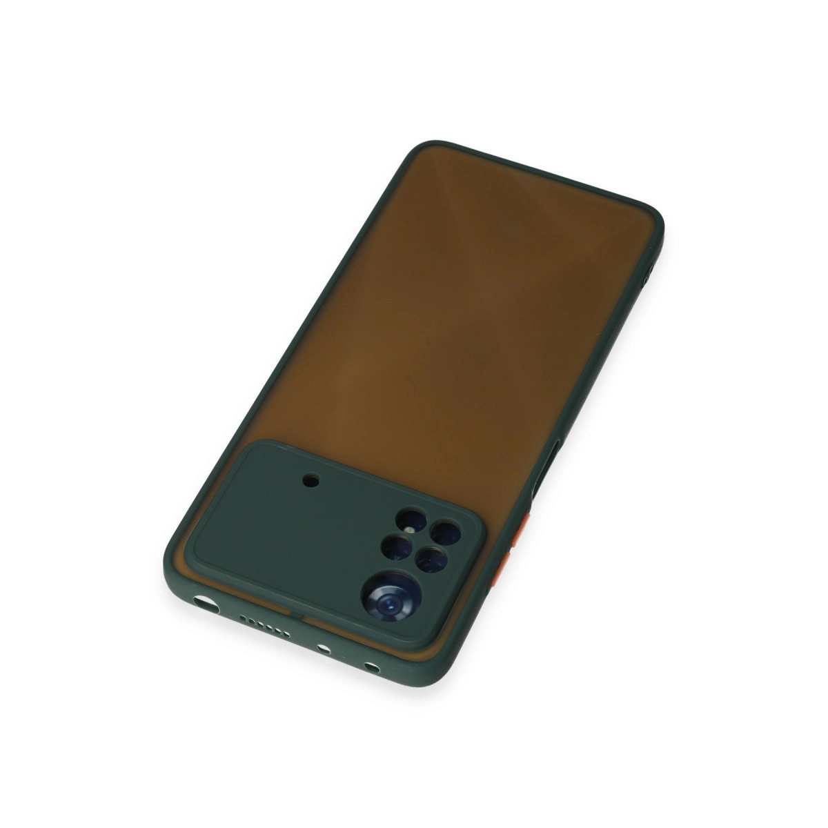 Kahverengi arka ve koyu lens çerçeveli akıllı telefon.