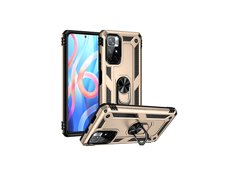 NEWFACE Xiaomi Redmi Note 11t Uyumlu Sofya Yüzüklü Silikon Kapak Telefon Kılıfı Gold