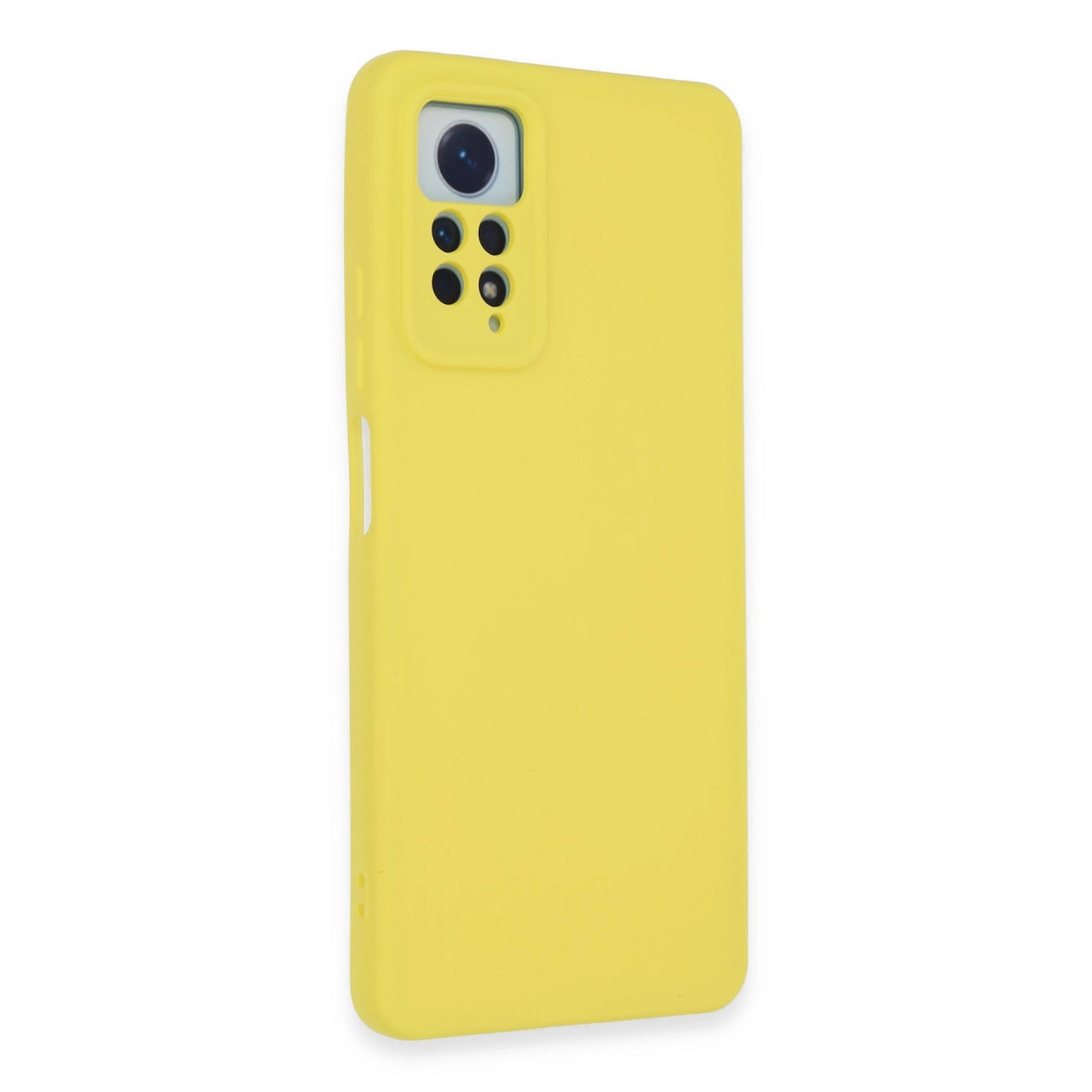 Arkada kamera modülü olan sarı bir akıllı telefon kılıfı.