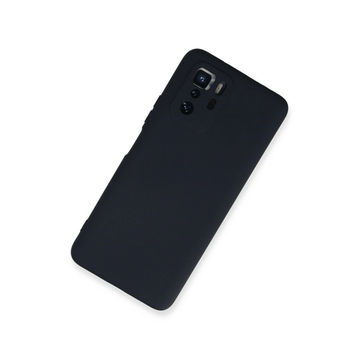 Beyaz arka plan üzerinde dörtlü arka kameraya sahip koyu mavi akıllı telefon.