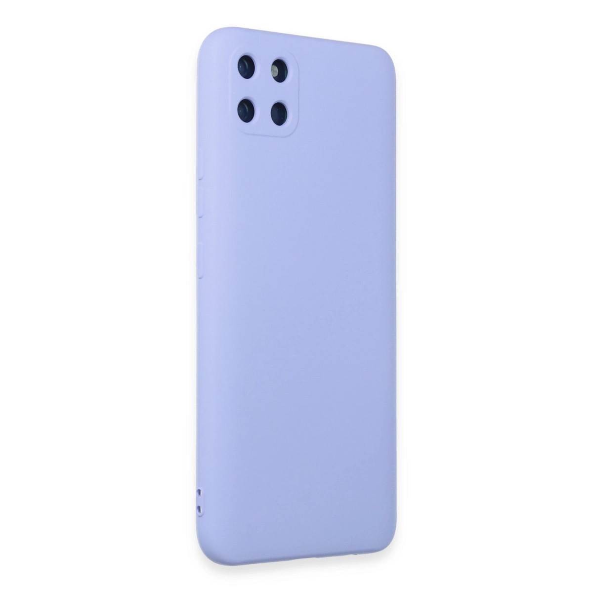 Arkada dört kamerası olan açık mor telefon kılıfı.
