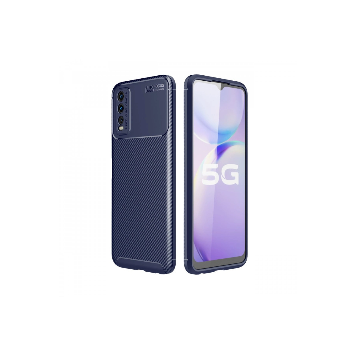 NEWFACE Vivo Y11s Uyumlu Auto Focus Karbon Kapak Telefon Kılıfı Lacivert