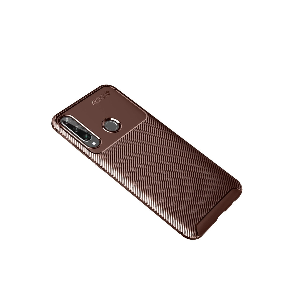 Karbon fiber desenli kahverengi telefon kılıfı.