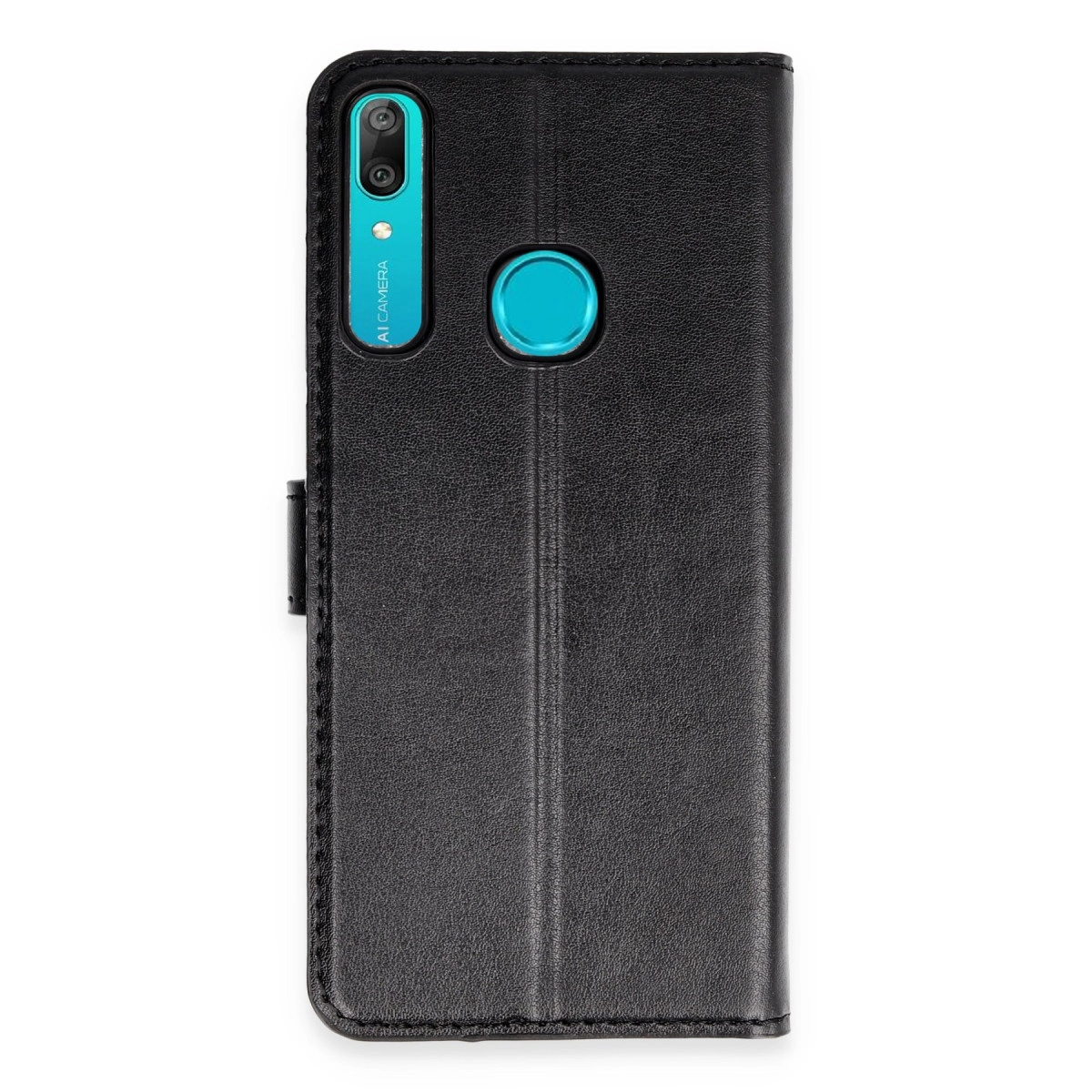 Kamera kesimli ve parmak izi sensörlü siyah telefon kılıfı.