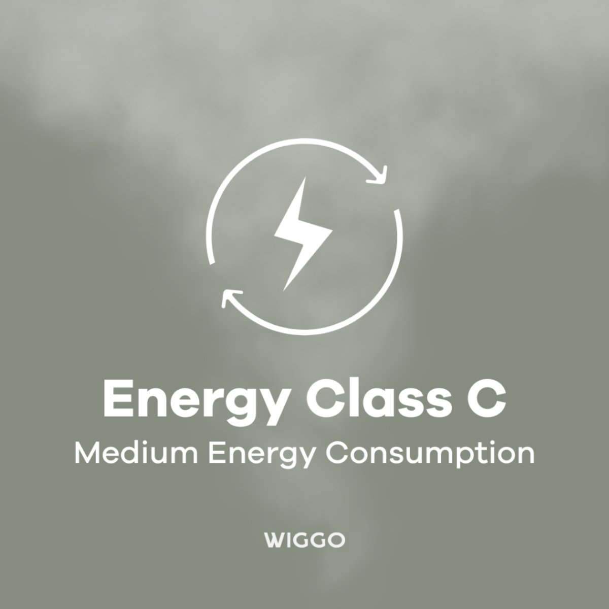 Classe énergétique C, consommation d'énergie moyenne, avec icône éclair.